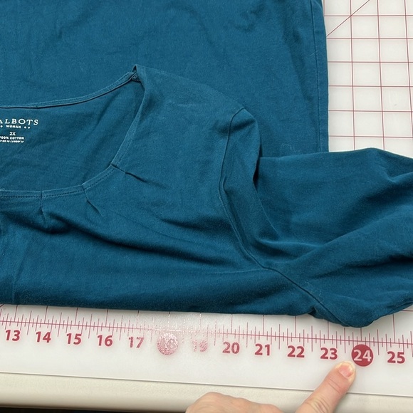 TALBOTS Set of 2 Teal/Wine Detailed Scoop Neck Office/Casual Weekend Tops SZ 2X - Picture 8 of 16